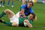 2 October 2011; Ireland's Brian O' Driscoll goes over to score his side's first try. 2011 Rugby World Cup, Pool C, Ireland v Italy, Otago Stadium, Dunedin, New Zealand. Picture credit: Tim Clayton / SPORTSFILE
