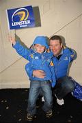 1 October 2011; Leinster supporters Paul Finn with his son Jack Finn, aged 6, from Kilkenny, at the game. Celtic League, Leinster v Aironi, RDS, Ballsbridge, Dublin. Picture credit: Diarmuid Greene / SPORTSFILE