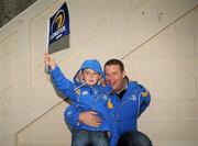 1 October 2011; Leinster supporters Paul Finn with his son Jack Finn, aged 6, from Kilkenny, at the game. Celtic League, Leinster v Aironi, RDS, Ballsbridge, Dublin. Picture credit: Diarmuid Greene / SPORTSFILE