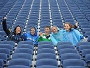 1 October 2011; Leinster supporters, from left to right, Leah O'Neill, Leah Hayden, Andrew Hayden, Ellie Dunne and Niamh Lowe, all from Ballinteer, Dublin, at the game. Celtic League, Leinster v Aironi, RDS, Ballsbridge, Dublin. Picture credit: Diarmuid Greene / SPORTSFILE