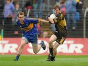 2 October 2011; Cathal O'Dwyer, Dunshaughlin, in action against Caolan Young, Summerhill. Meath County Senior Football Championship Final, Dunshaughlin v Summerhill, Pairc Tailteann, Navan, Co. Meath. Picture credit: Pat Murphy / SPORTSFILE