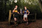 3 October 2011; All-Ireland finalists Colm Cooper, Dr. Crokes, Kevin Nolan, Kilmacud Crokes, Lar Corbett, Thurles Sarsfields, Brian Hogan, O'Loughlin Gaels, were back in their club colours at Faughs GAA Club, Dublin, for the launch of the 2011/2012 AIB GAA Club Championships. Pictured at the launch are Colm Cooper, Dr. Crokes, and Kevin Nolan, Kilmacud Crokes, right, who are aiming to go back to Croke Park in their club colours. Picture credit: Pat Murphy / SPORTSFILE