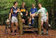 3 October 2011; All-Ireland finalists, from left, Kevin Nolan, Kilmacud Crokes, Colm Cooper, Dr. Crokes, Lar Corbett, Thurles Sarsfields, and Brian Hogan, O'Loughlin Gaels. All four players were at Faughs GAA Club, Dublin, for the launch of the 2011/2012 AIB GAA Club Championships. Picture credit: Pat Murphy / SPORTSFILE