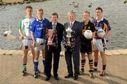 3 October 2011; Ard Stiurthoir of the GAA Paraic Duffy, left, and Billy Finn, Senior Manager, AIB Bank, with All-Ireland finalists, from left, Brian Hogan, O'Loughlin Gaels, Lar Corbett, Thurles Sarsfields, Colm Cooper, Dr. Crokes, and Kevin Nolan, Kilmacud Crokes. All four players were at Faughs GAA Club, Dublin, for the launch of the 2011/2012 AIB GAA Club Championships. Picture credit: Pat Murphy / SPORTSFILE