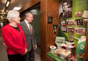 3 October 2011; The FAI unveiled a commemorative display in honour of former international Arthur Fitzsimons at the FAI Headquarters. At the unveiling of his display are Arthur Fitzsimons and his wife Val. FAI Headquarters, Abbotstown, Dublin. Picture credit: Barry Cregg / SPORTSFILE