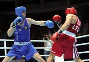 4 October 2011; Roy Sheehan, St Michael's Athy B.C., Kildare, representing Ireland, left, exchanges punches with Egidijus Kavaliauskas, Lithuania, during their 69kg bout. Roy Sheehan was defeated on a score of 11-7. 2011 AIBA World Boxing Championships - Last 16, Roy Sheehan v Egidijus Kavaliauskas. Heydar Aliyev Sports and Exhibition Complex, Baku, Azerbaijan. Picture credit: Stephen McCarthy / SPORTSFILE