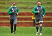 5 October 2011; Ireland's Ronan O'Gara and Sean O'Brien during squad training ahead of their 2011 Rugby World Cup Quarter-Final against Wales on Saturday. Ireland Rugby Squad Training, Rugby League Park, Wellington, New Zealand. Picture credit: Brendan Moran / SPORTSFILE