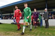 13 April 2017; Republic of Ireland captain Darryl Walsh leads his team-mates out onto the pitch prior to the Centenary Shield match between Republic of Ireland U18s and England at Home Farm FC in Whitehall, Dublin. Photo by Matt Browne/Sportsfile