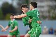13 April 2017; Evan Murphy, right, of Republic of Ireland is congratulated by team-mate Darryl Walsh after scoring his side's first goal during the Centenary Shield match between Republic of Ireland U18s and England at Home Farm FC in Whitehall, Dublin. Photo by Matt Browne/Sportsfile