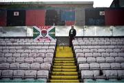 14 April 2017; A Cork City supporter before the start of the SSE Airtricity League Premier Division match between Bohemians and Cork City at Dalymount Park in Dublin. Photo by David Maher/Sportsfile