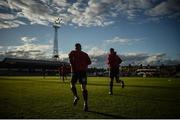 14 April 2017; Bohemians players run out for the warm-up before the SSE Airtricity League Premier Division match between Bohemians and Cork City at Dalymount Park in Dublin. Photo by David Maher/Sportsfile