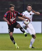 14 April 2017; Alan Bennett of Cork City in action against Kaleem Simon of Bohemians during the SSE Airtricity League Premier Division match between Bohemians and Cork City at Dalymount Park in Dublin. Photo by David Maher/Sportsfile