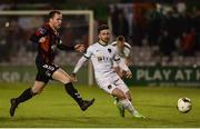 14 April 2017; Sean Maguire of Cork City in action against Derek Pender of Bohemians during the SSE Airtricity League Premier Division match between Bohemians and Cork City at Dalymount Park in Dublin. Photo by David Maher/Sportsfile