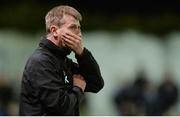14 April 2017; Dundalk manager Stephen Kenny reacts during the SSE Airtricity League Premier Division match between Dundalk and Bray Wanderers at Oriel Park in Dundalk, Co Louth. Photo by Piaras Ó Mídheach/Sportsfile