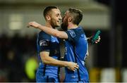 14 April 2017; Dylan Connolly, left, and Mark Salmon of Bray Wanderers celebrate after the SSE Airtricity League Premier Division match between Dundalk and Bray Wanderers at Oriel Park in Dundalk, Co Louth. Photo by Piaras Ó Mídheach/Sportsfile