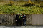 15 April 2017; Donegal supporters, from left, Charlie Glackin, Maire Sweeney, and Sean Gallagher were the first three to arrive before the EirGrid GAA Football All-Ireland U21 Championship Semi-Final match between Dublin and Donegal at Kingspan Breffni Park in Cavan. Photo by Cody Glenn/Sportsfile