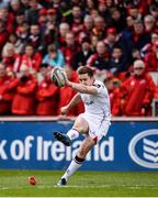 15 April 2017; Paddy Jackson of Ulster kicks a conversion during the Guinness PRO12 Round 20 match between Munster and Ulster at Thomond Park in Limerick. Photo by Diarmuid Greene/Sportsfile