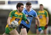 15 April 2017; Cian Mulligan of Donegal in action against Eóin Murchan of Dublin during the EirGrid GAA Football All-Ireland U21 Championship Semi-Final match between Dublin and Donegal at Kingspan Breffni Park in Cavan. Photo by Cody Glenn/Sportsfile