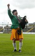 15 April 2017; Bagpiper and Donegal supporter Christy Murray, from Raphoe, Co Donegal, fires up the Donegal faithful during the EirGrid GAA Football All-Ireland U21 Championship Semi-Final match between Dublin and Donegal at Kingspan Breffni Park in Cavan. Photo by Cody Glenn/Sportsfile
