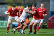15 April 2017; Charles Piutau of Ulster is tackled by Ian Keatley of Munster during the Guinness PRO12 match between Munster and Ulster at Thomond Park in Limerick. Photo by Ramsey Cardy/Sportsfile