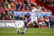 15 April 2017; Paddy Jackson of Ulster kicks a penalty during the Guinness PRO12 Round 20 match between Munster and Ulster at Thomond Park in Limerick. Photo by Diarmuid Greene/Sportsfile