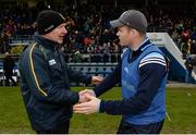 15 April 2017; Donegal manager Declan Bonner, left, with Dublin manager Dessie Farrell after the EirGrid GAA Football All-Ireland U21 Championship Semi-Final match between Dublin and Donegal at Kingspan Breffni Park in Cavan. Photo by Piaras Ó Mídheach/Sportsfile