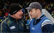 15 April 2017; Donegal manager Declan Bonner, left, with Dublin manager Dessie Farrell after the EirGrid GAA Football All-Ireland U21 Championship Semi-Final match between Dublin and Donegal at Kingspan Breffni Park in Cavan. Photo by Piaras Ó Mídheach/Sportsfile