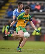 15 April 2017; Michael Langan of Donegal in action against Shane Clayton of Dublin during the EirGrid GAA Football All-Ireland U21 Championship Semi-Final match between Dublin and Donegal at Kingspan Breffni Park in Cavan. Photo by Cody Glenn/Sportsfile