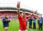 15 April 2017; Francis Saili of Munster following their victory in the Guinness PRO12 match between Munster and Ulster at Thomond Park in Limerick. Photo by Ramsey Cardy/Sportsfile