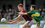 15 April 2017; Peter Cooke of Galway in action against Gavin White of Kerry during the EirGrid GAA Football All-Ireland U21 Championship Semi-Final match between Galway and Kerry at Cusack Park in Ennis, Co Clare. Photo by Ray Ryan/Sportsfile