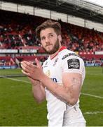 15 April 2017; Stuart McCloskey of Ulster applauds supporters after the Guinness PRO12 Round 20 match between Munster and Ulster at Thomond Park in Limerick. Photo by Diarmuid Greene/Sportsfile