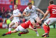 15 April 2017; Stuart McCloskey of Ulster is tackled by Tyler Bleyendaal of Munster during the Guinness PRO12 match between Munster and Ulster at Thomond Park in Limerick. Photo by Ramsey Cardy/Sportsfile