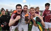 15 April 2017; Galway players Cein D'Arcy, Ronan O Beolain and Liam Kelly celebrate after the EirGrid GAA Football All-Ireland U21 Championship Semi-Final match between Galway and Kerry at Cusack Park in Ennis, Co Clare. Photo by Ray Ryan/Sportsfile