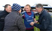 15 April 2017; Galway manager Gerry Flaherty is congratulated by supporters after the EirGrid GAA Football All-Ireland U21 Championship Semi-Final match between Galway and Kerry at Cusack Park in Ennis, Co Clare. Photo by Ray McManus/Sportsfile