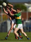15 April 2017; Séan Kelly of Galway in action against Jack Morgan of Kerry during the EirGrid GAA Football All-Ireland U21 Championship Semi-Final match between Galway and Kerry at Cusack Park in Ennis, Co Clare. Photo by Ray McManus/Sportsfile