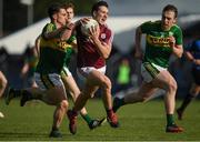15 April 2017; Eóin Finnerty of Galway in action against Brian Ó Beaglaoich, left, and Andrew Barry of Kerry during the EirGrid GAA Football All-Ireland U21 Championship Semi-Final match between Galway and Kerry at Cusack Park in Ennis, Co Clare. Photo by Ray McManus/Sportsfile