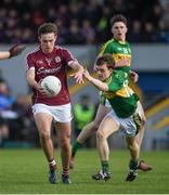 15 April 2017; Cillian McDaid of Galway in action against Matthew Flaherty of Kerry during the EirGrid GAA Football All-Ireland U21 Championship Semi-Final match between Galway and Kerry at Cusack Park in Ennis, Co Clare. Photo by Ray McManus/Sportsfile