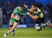 15 April 2017; Tiernan O’Halloran of Connacht is tackled by Dominic Ryan of Leinster during the Guinness PRO12 Round 20 match between Connacht and Leinster at the Sportsground in Galway. Photo by Seb Daly/Sportsfile