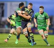15 April 2017; Ross Molony of Leinster is tackled by Bundee Aki of Connacht during the Guinness PRO12 Round 20 match between Connacht and Leinster at the Sportsground in Galway. Photo by Stephen McCarthy/Sportsfile