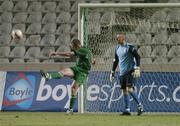 7 October 2006; Republic of Ireland goalkeeper Paddy Kenny looks on as Richard Dunne kicks the ball away after Cyprus had scored their fifth goal. Euro 2008 Championship Qualifier, Cyprus v Republic of Ireland, GSP Stadium, Nicosia, Cyprus. Picture credit: David Maher / SPORTSFILE