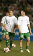 7 October 2006; Damien Duff and Robbie Keane, Republic of Ireland, during the warm up. Euro 2008 Championship Qualifier, Cyprus v Republic of Ireland, GSP Stadium, Nicosia, Cyprus. Picture credit: Brian Lawless / SPORTSFILE