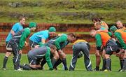 5 October 2011; Ireland forwards, including, Jamie Heaslip, Conor Murray, Stephen Ferris, Sean O'Brien, Mike Ross, Cian Healy, Tom Court, Rory Best, Tony Buckley, Shane Jennings and Damien Varley during squad training ahead of their 2011 Rugby World Cup Quarter-Final against Wales on Saturday. Ireland Rugby Squad Training, Rugby League Park, Wellington, New Zealand. Picture credit: Brendan Moran / SPORTSFILE