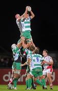 7 October 2011; Valerio Bernabo, Treviso, wins possession in the line-out against Dan Tuohy, Ulster. Celtic League, Ulster v Treviso, Ravenhill Park, Belfast, Co. Antrim. Picture credit: Pat Murphy / SPORTSFILE