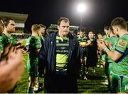15 April 2017; Leinster captain Rhys Ruddock leads his team off the field following their victory during the Guinness PRO12 Round 20 match between Connacht and Leinster at the Sportsground in Galway. Photo by Seb Daly/Sportsfile