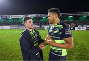 15 April 2017; Luke McGrath, left, and Adam Byrne of Leinster following the Guinness PRO12 Round 20 match between Connacht and Leinster at the Sportsground in Galway. Photo by Stephen McCarthy/Sportsfile