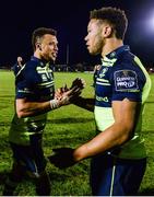 15 April 2017; Leinster's Zane Kirchner, left, and Adam Byrne congratulate each other following their side's victory during the Guinness PRO12 Round 20 match between Connacht and Leinster at the Sportsground in Galway. Photo by Seb Daly/Sportsfile
