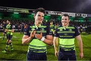 15 April 2017; Tom Daly, left, and Peter Dooley of Leinster following the Guinness PRO12 Round 20 match between Connacht and Leinster at the Sportsground in Galway. Photo by Stephen McCarthy/Sportsfile