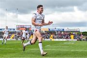 15 April 2017; Jacob Stockdale of Ulster celebrates after scoring a try which was disallowed during the Guinness PRO12 match between Munster and Ulster at Thomond Park in Limerick. Photo by Ramsey Cardy/Sportsfile