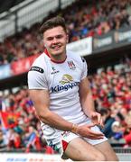 15 April 2017; Jacob Stockdale of Ulster celebrates after scoring a try which was disallowed during the Guinness PRO12 match between Munster and Ulster at Thomond Park in Limerick. Photo by Ramsey Cardy/Sportsfile