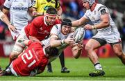 15 April 2017; Kieran Treadwell of Ulster is tackled by Billy Holland, left, and Abrie Griesel of Munster during the Guinness PRO12 match between Munster and Ulster at Thomond Park in Limerick. Photo by Ramsey Cardy/Sportsfile
